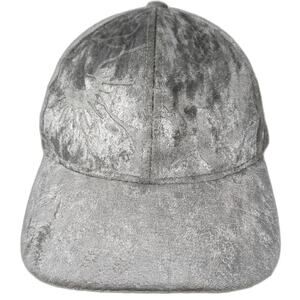C.C Baseball Cap Gray One Size Crushed Velvet Metallic Strapback Curved Brim Hat